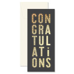 Congratulations card with gold dotted lettering on a dark background