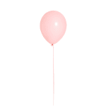 Single pale pink balloon with a long string on a white background