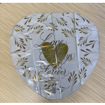 Round foil balloon with gold "Love Always & Forever" text