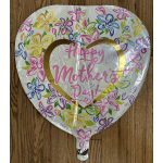 Heart-shaped Mother's Day balloon with colorful floral print