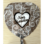 Heart-shaped foil balloon with "Happy Anniversary" text
