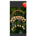 Hanging metal heart wind chime with small bells