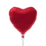 Red heart-shaped balloon on a white stick