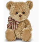Plush teddy bear with a plaid bow tie