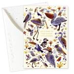 Bird-themed greeting card with colorful illustrated birds