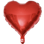Red heart-shaped foil balloon on a white background