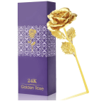 Gold rose gift in a purple box