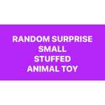 Purple screen with white text reading random surprise small stuffed animal toy
