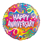 Round multicolor balloon with "Happy Anniversary" text