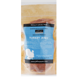 Package of turkey jerky pet treats with a blue label