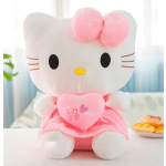 Hello Kitty plush toy holding a pink heart