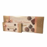 Two boxes of Russell Stover assorted chocolates on a white background