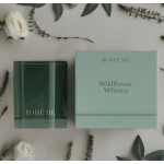 Two Boheme boxes with white roses and greenery on a light background