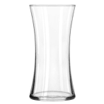 Clear glass vase with a flared top and narrow center