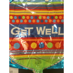 Colorful foil balloon with the words "GET WELL"