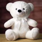 White teddy bear with a satin bow