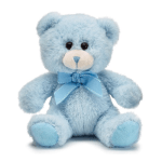 Light blue teddy bear with a ribbon bow