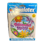 Packaged round balloon with "Felicidades mamá" text and floral butterfly design