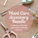 Plant care accessory bundle with pruners, plant sticks, and watering tools