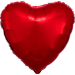 Red heart-shaped foil balloon on a white background