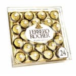 Box of Ferrero Rocher chocolates in gold wrappers
