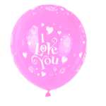 Pink balloon with "I Love You" text and heart patterns