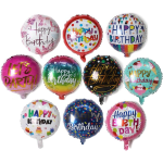 Assorted round birthday balloons with colorful printed designs