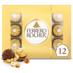 Box of Ferrero Rocher chocolates with wrapped hazelnut candies
