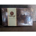 Box of assorted chocolates with decorative brown packaging