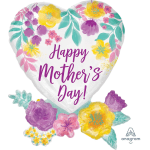 Heart-shaped Mother's Day balloon with floral print