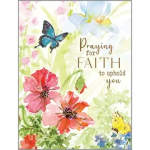 Floral sympathy card with butterflies and the words "Praying for Faith"