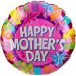 Round balloon with "Happy Mother's Day" text and colorful floral pattern