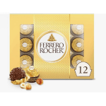 Box of Ferrero Rocher chocolates with gold-wrapped candies