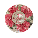Round floral plate with pink flowers and "Happy Mother's Day" text