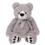 Gray teddy bear with a ribbon bow