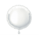 Round white foil balloon on a plain background