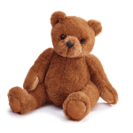 Brown teddy bear sitting on a white background