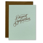 Sympathy card with "Deepest sympathies" text on a pale blue cover