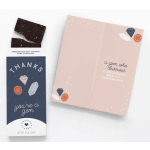 Chocolate bar and pink greeting card with gem graphics