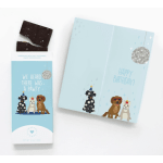 Birthday card and chocolate bar with cartoon dogs