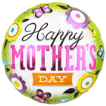 Round balloon reading Happy Mother's Day with floral graphics