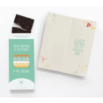 Chocolate bar and birthday card with a cake illustration