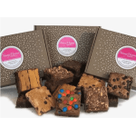Assorted brownies in branded bakery boxes