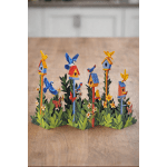 Decorative paper birdhouses with colorful birds and flowers