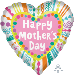 Heart-shaped Mother's Day balloon with colorful patterns