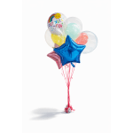 Cluster of balloons with a "Get Well Soon" balloon and star balloons