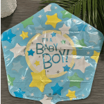 Baby boy foil balloon with blue stars and text