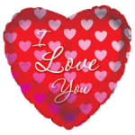Heart-shaped red balloon with pink hearts and "I Love You" text