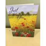 Greeting card with a field scene and the words "Just for You"