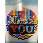 Colorful balloon-shaped sign reading "Thank You"